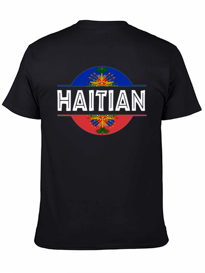 Haitian Flag T-Shirt - Black Crew Neck Tee