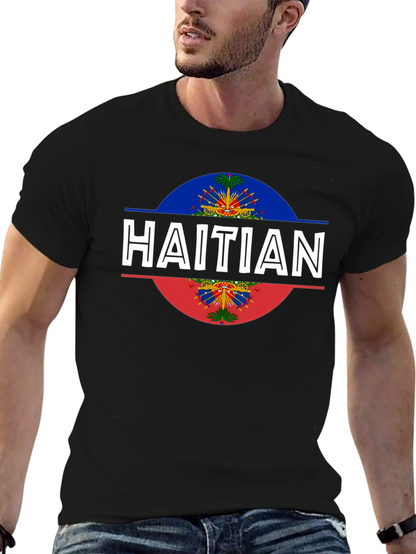 Haitian Flag T-Shirt - Black Crew Neck Tee