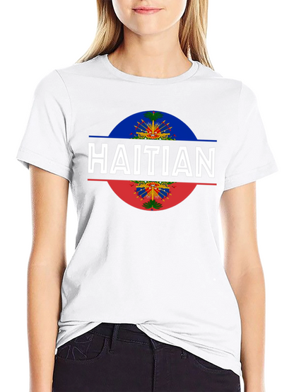 Haitian Flag T-Shirt - Black Crew Neck Tee