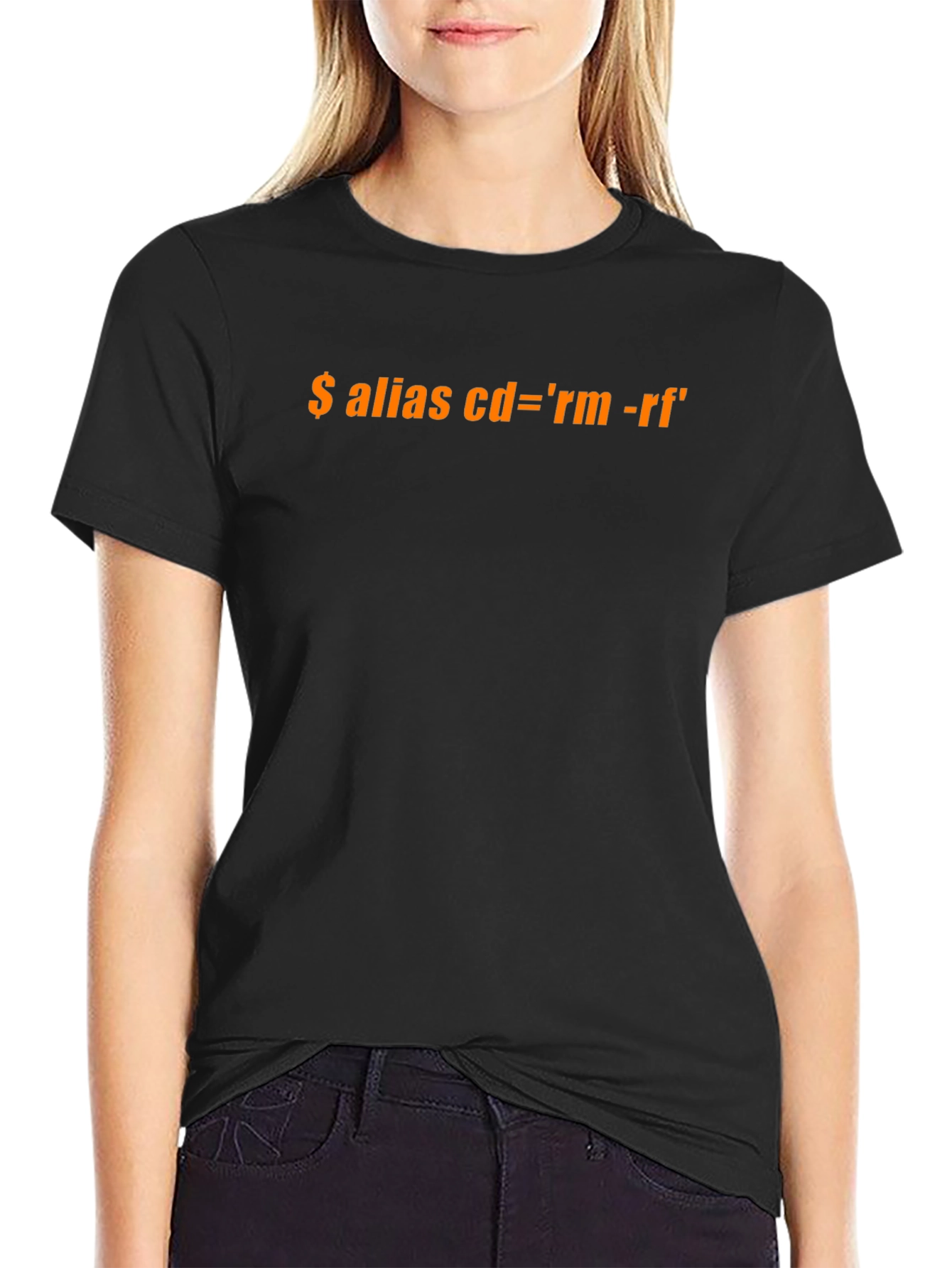 Black T-Shirt with Funny Programming Alias Design