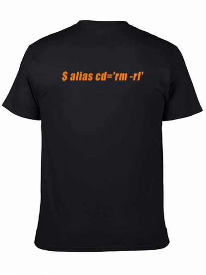 Black T-Shirt with Funny Programming Alias Design