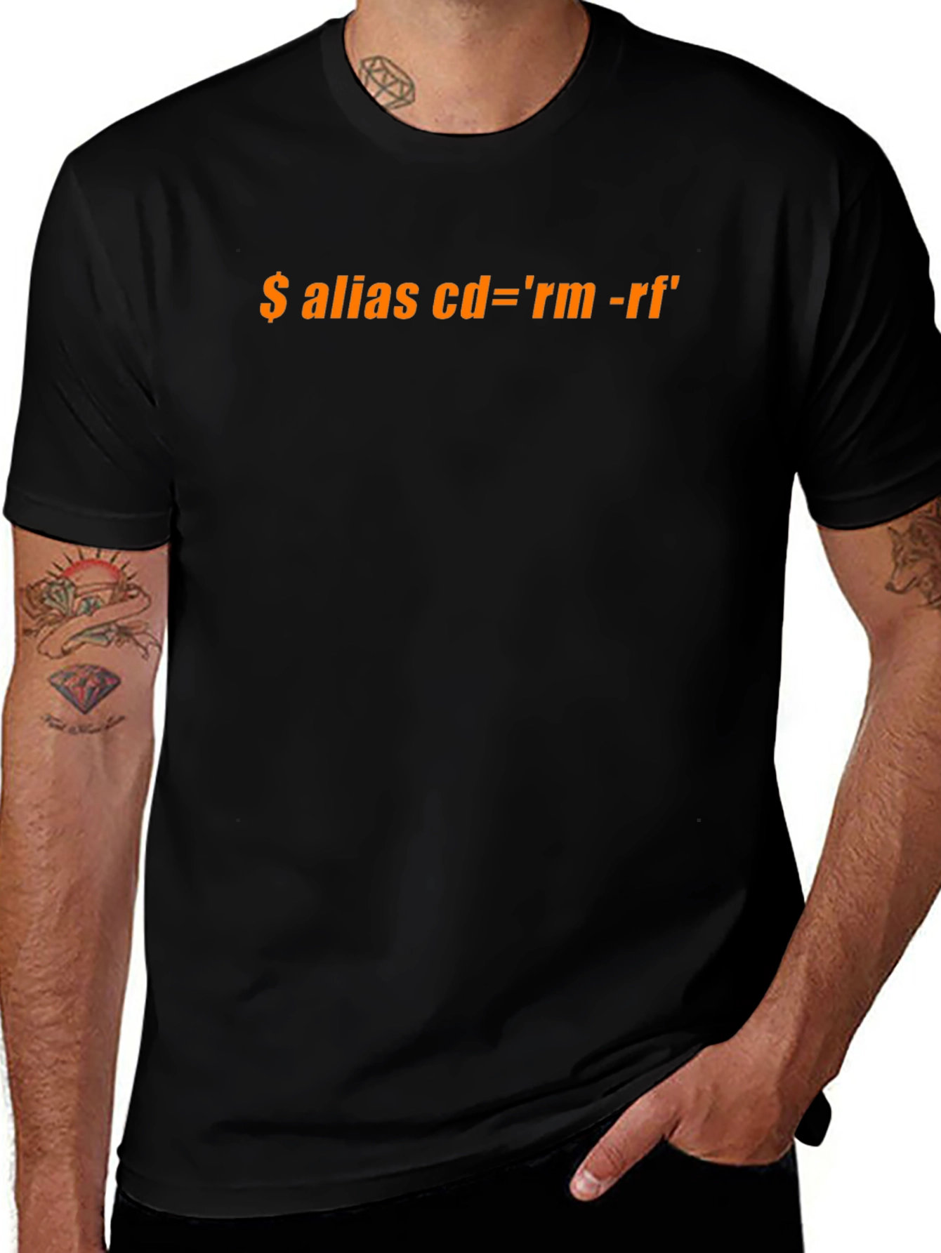Black T-Shirt with Funny Programming Alias Design