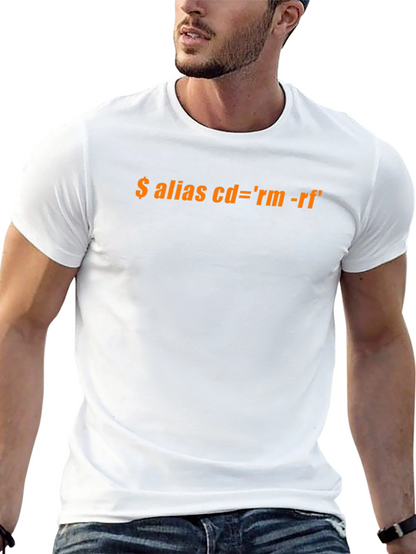 Black T-Shirt with Funny Programming Alias Design