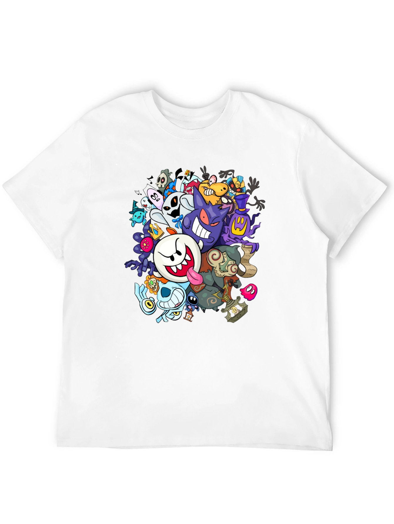 Ghostly Gathering T-Shirt: Spooky Cartoon Design