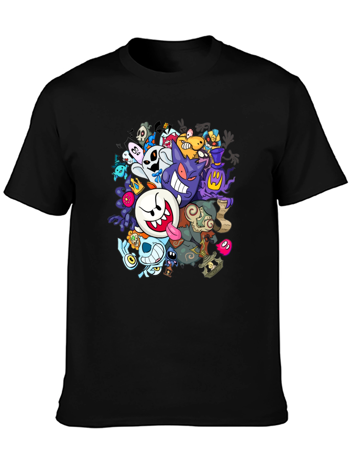 Ghostly Gathering T-Shirt: Spooky Cartoon Design