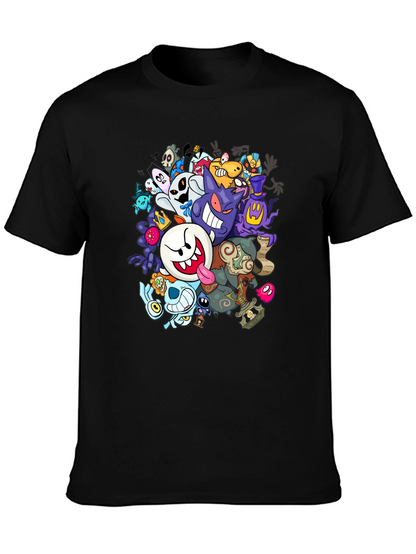 Ghostly Gathering T-Shirt: Spooky Cartoon Design