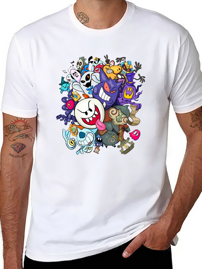 Ghostly Gathering T-Shirt: Spooky Cartoon Design