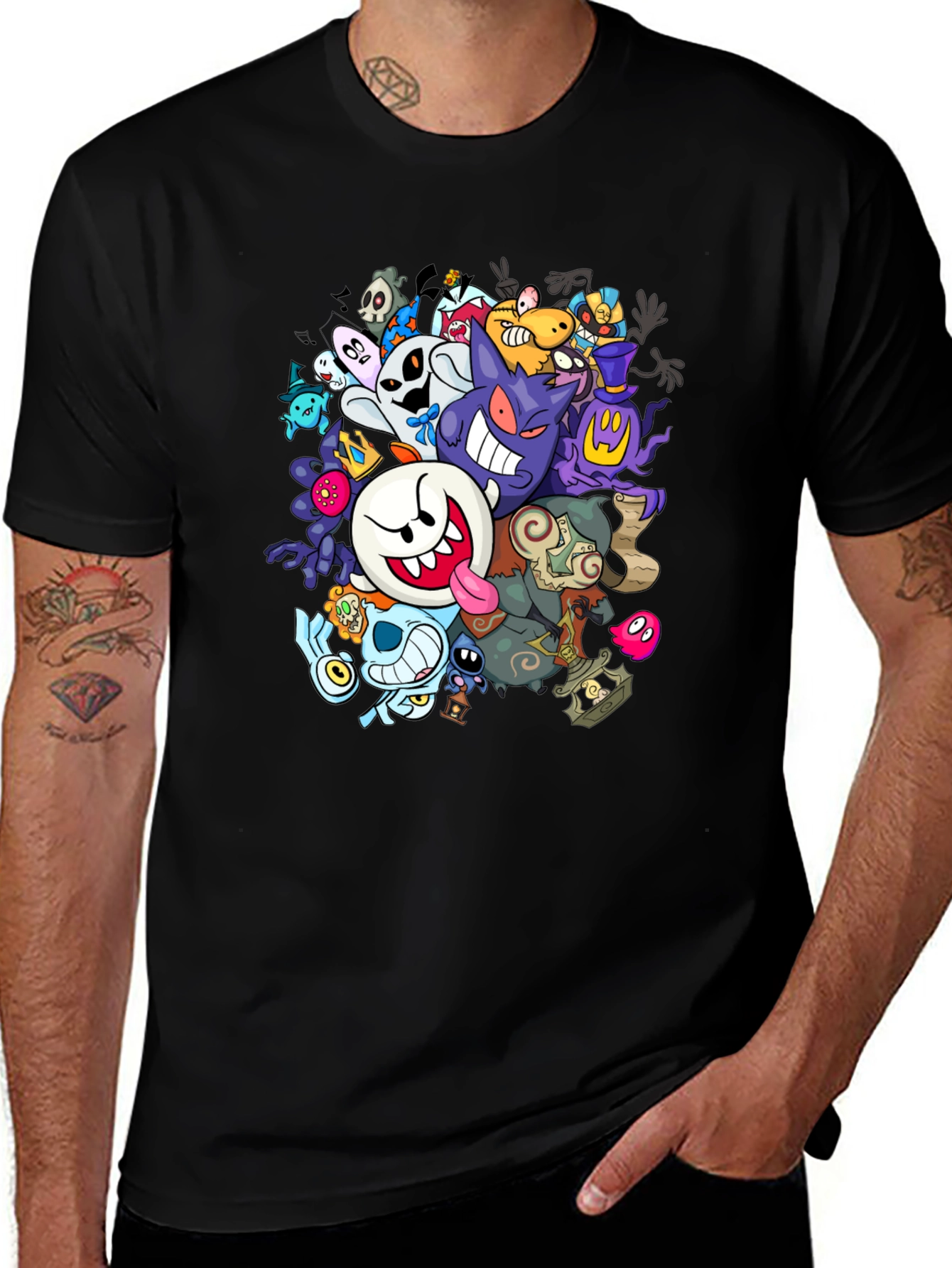Ghostly Gathering T-Shirt: Spooky Cartoon Design