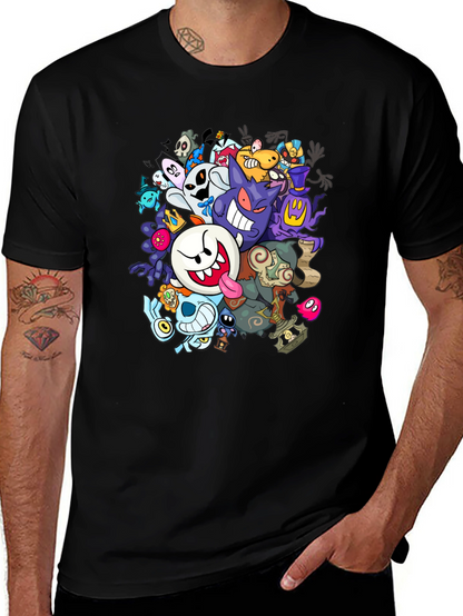 Ghostly Gathering T-Shirt: Spooky Cartoon Design