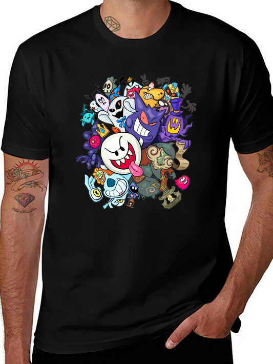 Ghostly Gathering T-Shirt: Spooky Cartoon Design