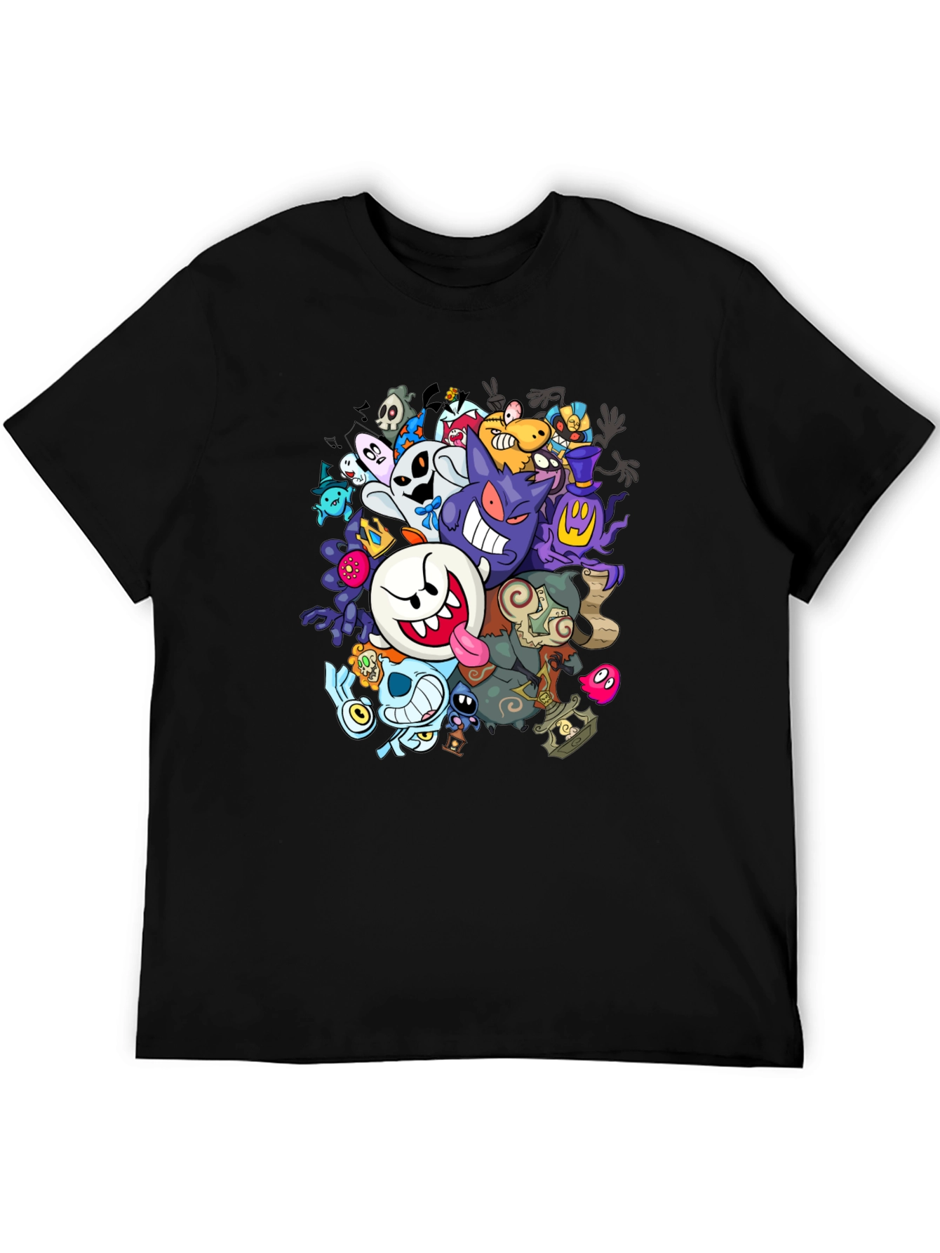 Ghostly Gathering T-Shirt: Spooky Cartoon Design