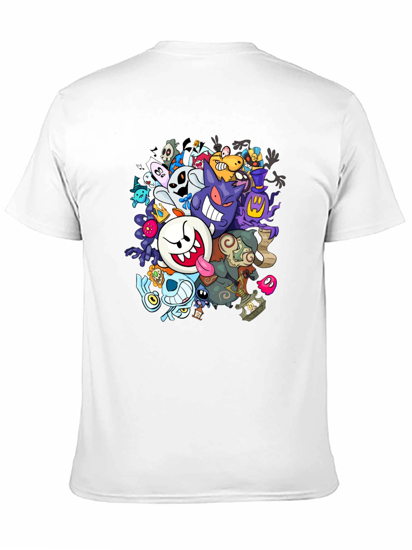 Ghostly Gathering T-Shirt: Spooky Cartoon Design