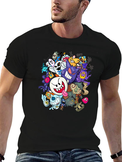Ghostly Gathering T-Shirt: Spooky Cartoon Design