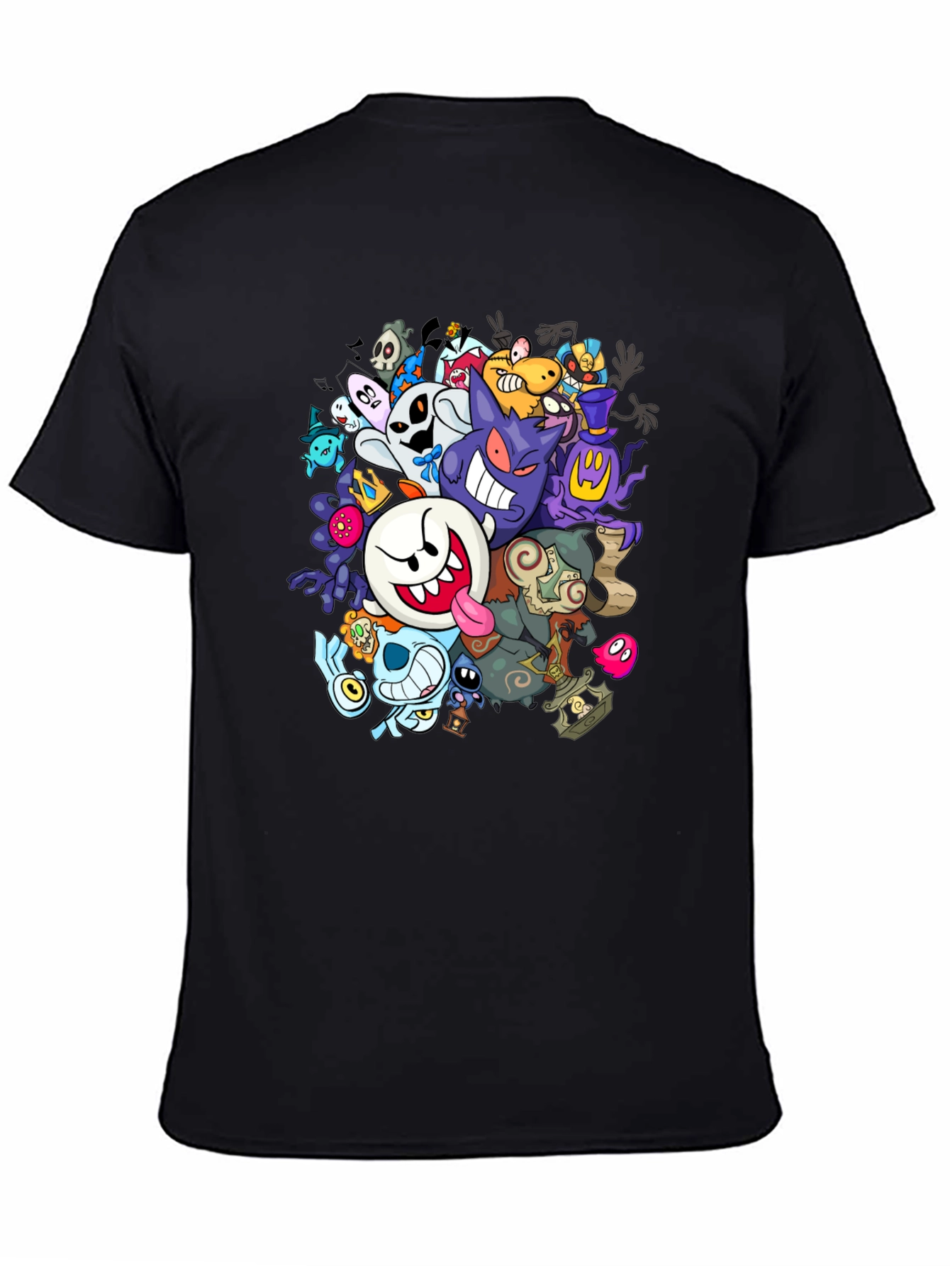 Ghostly Gathering T-Shirt: Spooky Cartoon Design