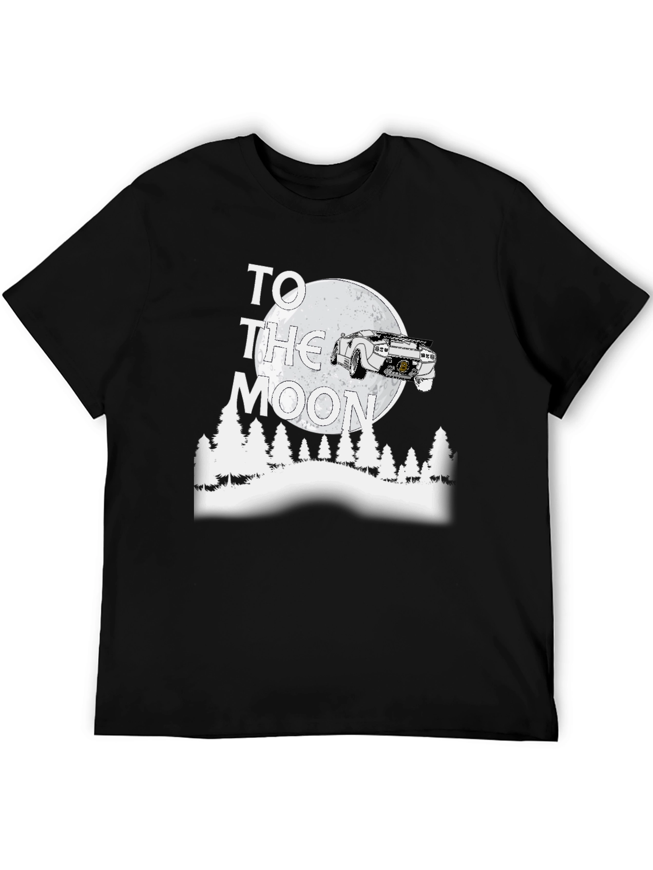 To the Moon Car T-Shirt - Black Graphic Tee
