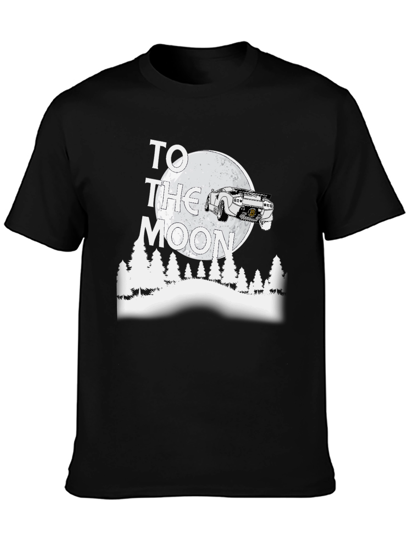 To the Moon Car T-Shirt - Black Graphic Tee