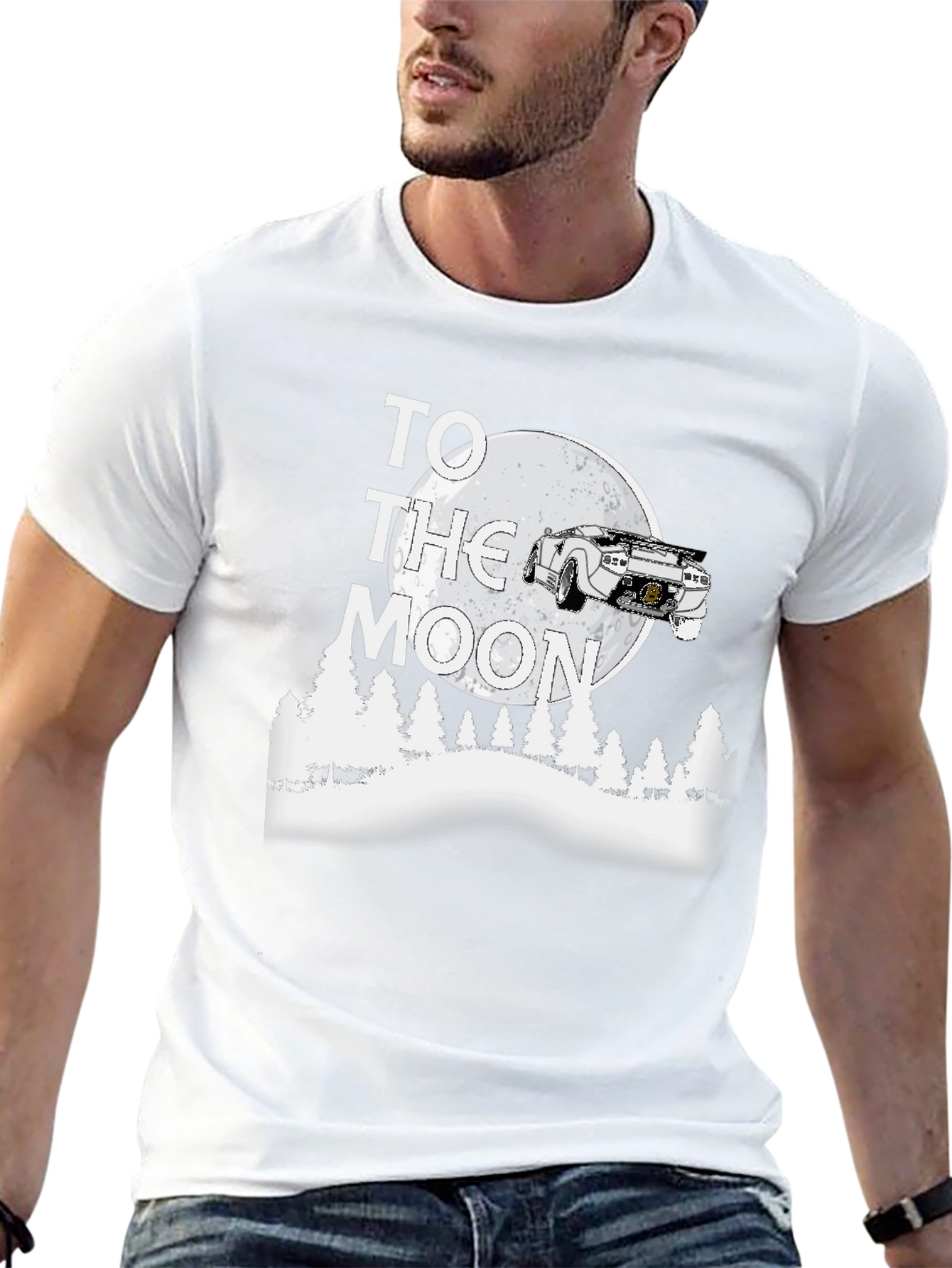 To the Moon Car T-Shirt - Black Graphic Tee
