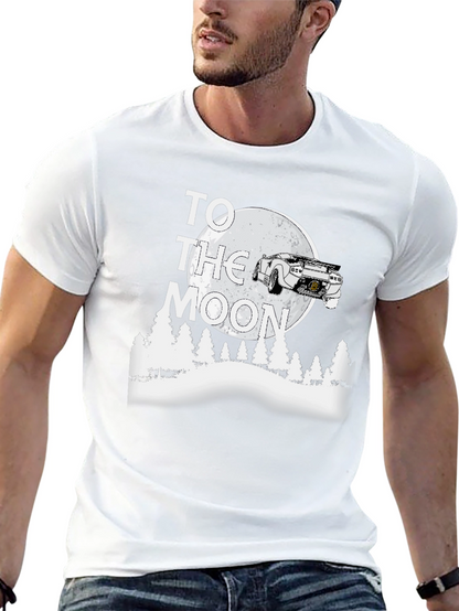 To the Moon Car T-Shirt - Black Graphic Tee
