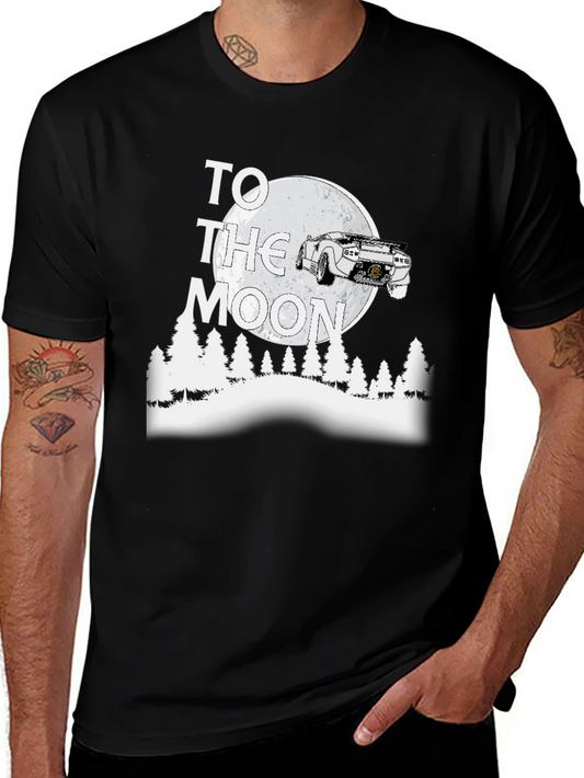 To the Moon Car T-Shirt - Black Graphic Tee