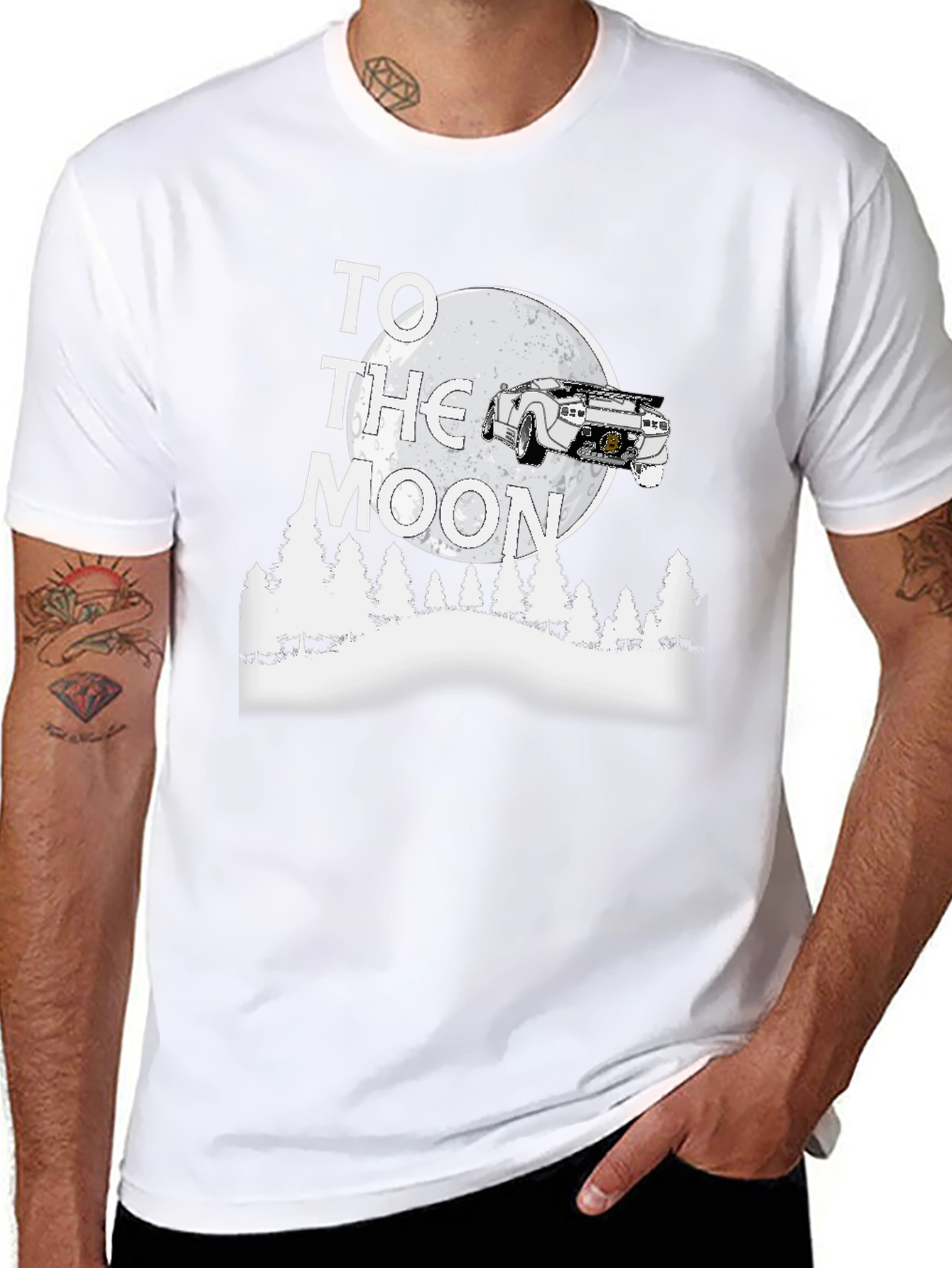 To the Moon Car T-Shirt - Black Graphic Tee