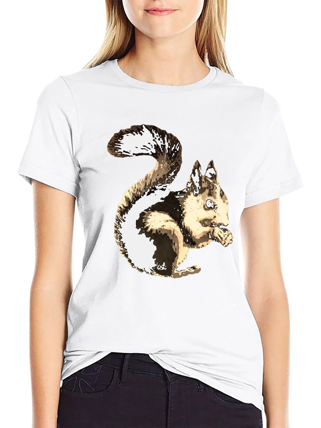 Squirrel Graphic T-Shirt - Casual Black Tee