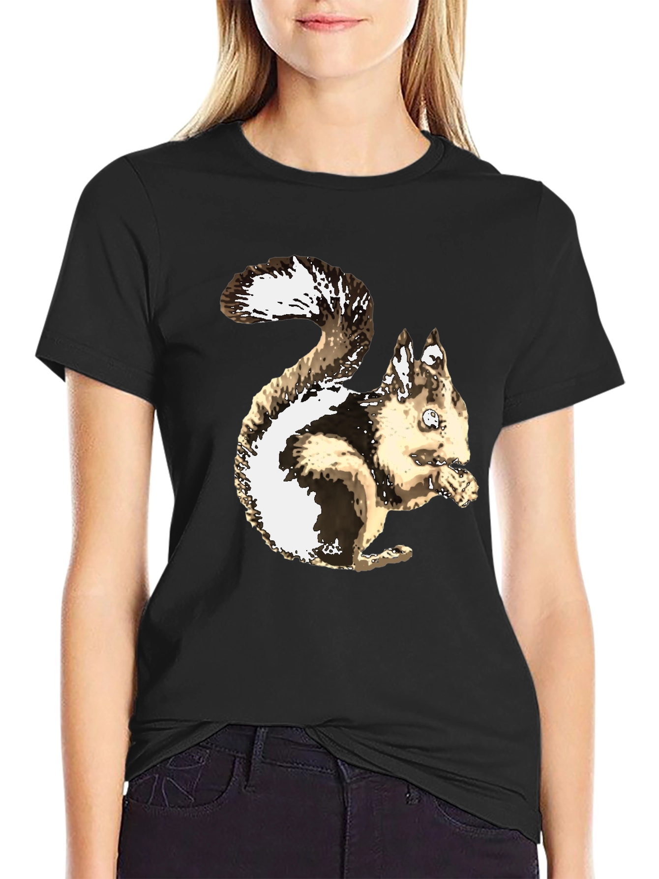 Squirrel Graphic T-Shirt - Casual Black Tee