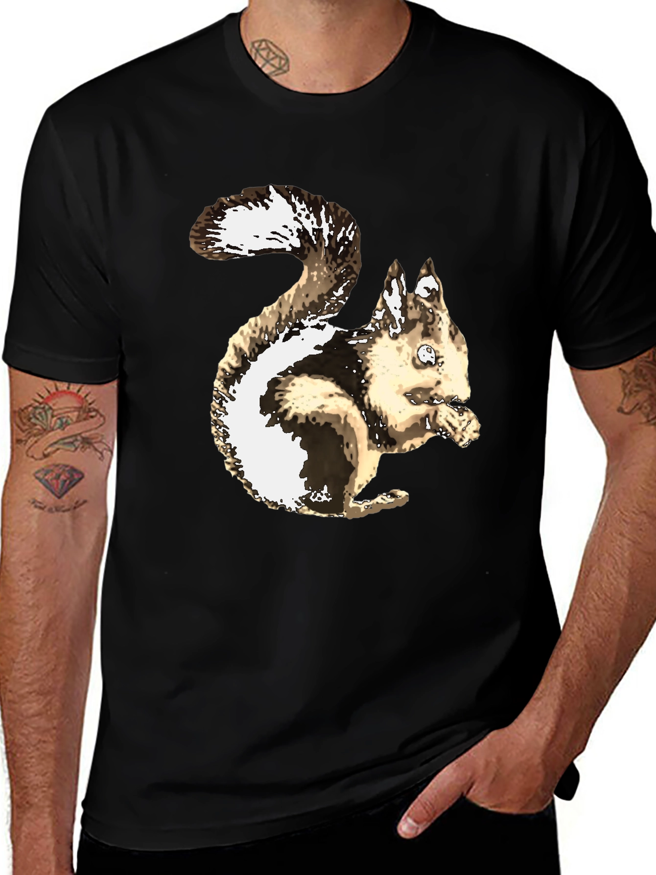 Squirrel Graphic T-Shirt - Casual Black Tee