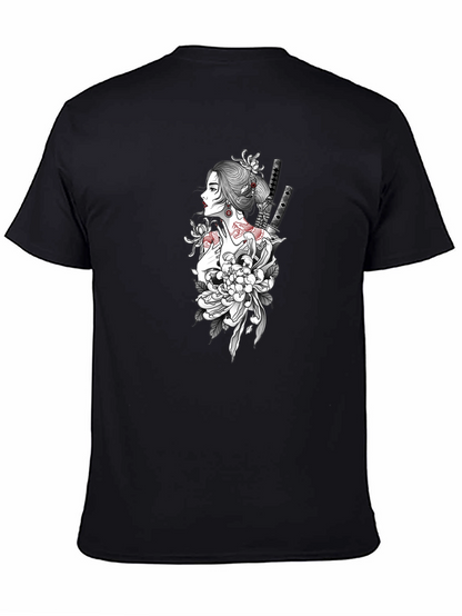 Geisha Graphic Print Black T-Shirt