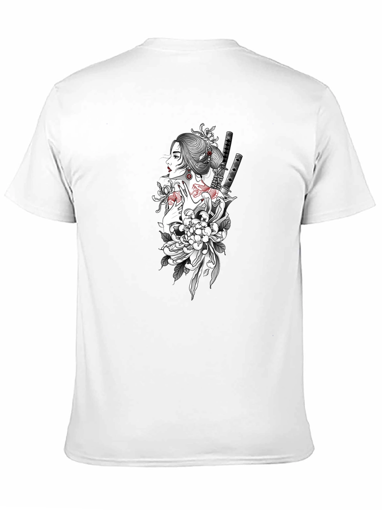 Geisha Graphic Print Black T-Shirt