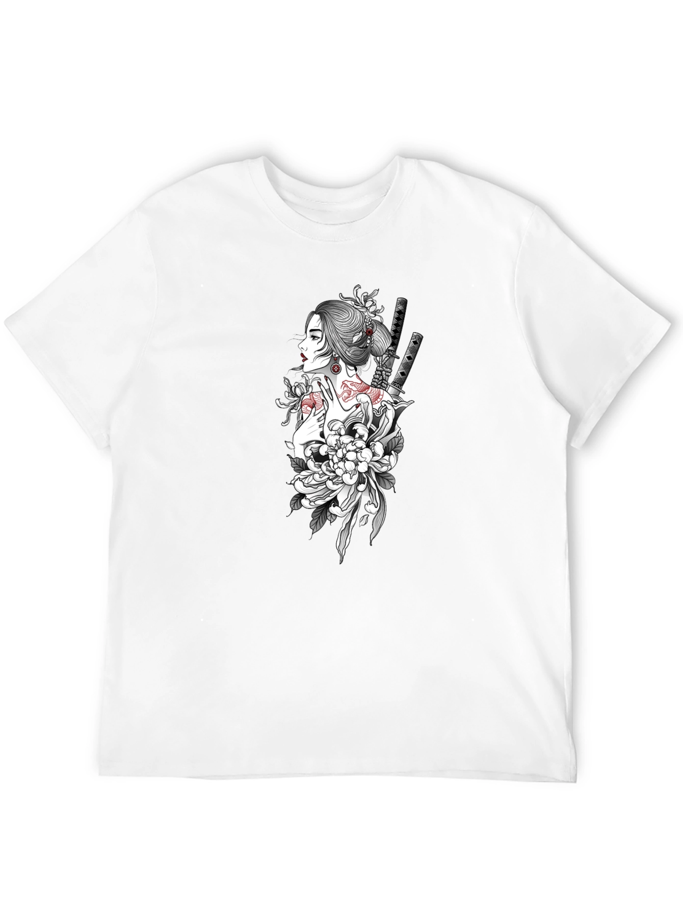 Geisha Graphic Print Black T-Shirt