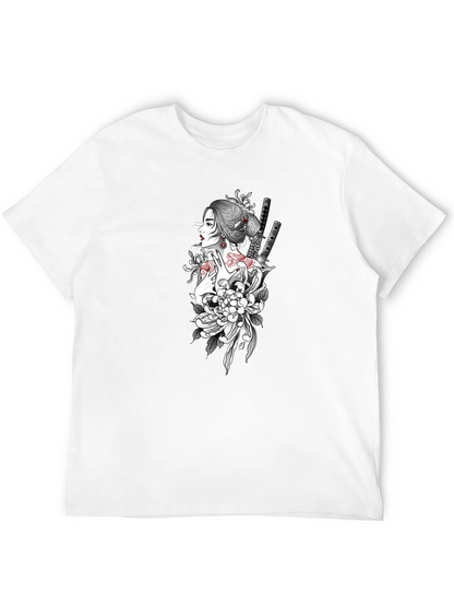 Geisha Graphic Print Black T-Shirt