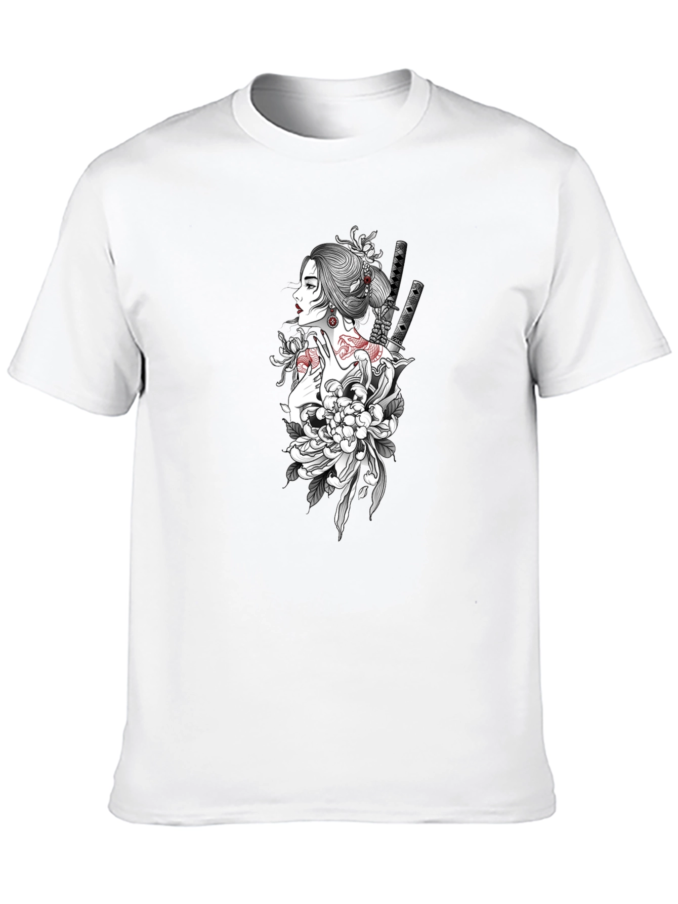 Geisha Graphic Print Black T-Shirt