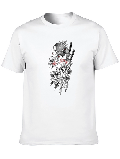 Geisha Graphic Print Black T-Shirt