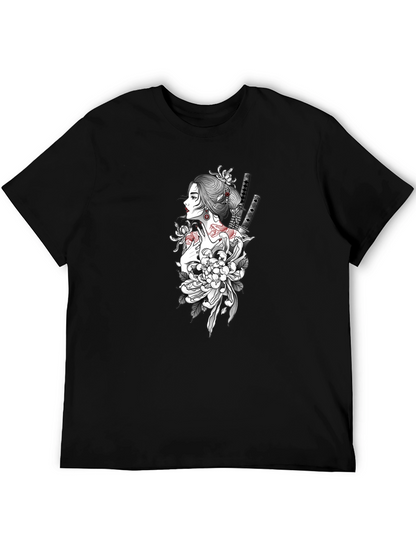 Geisha Graphic Print Black T-Shirt