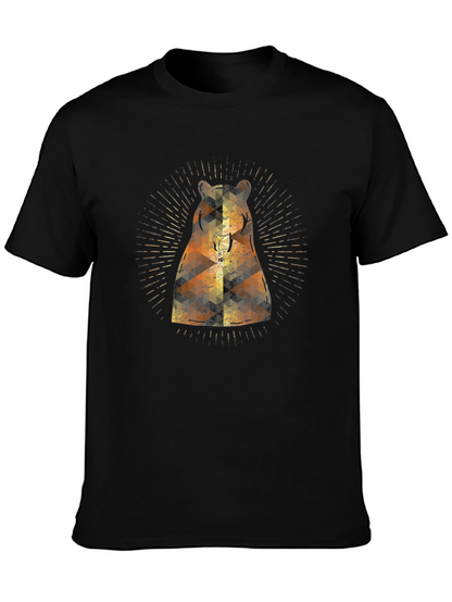 Geometric Bear Graphic Tee - Modern Style