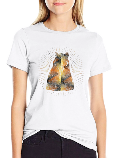 Geometric Bear Graphic Tee - Modern Style