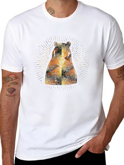 Geometric Bear Graphic Tee - Modern Style