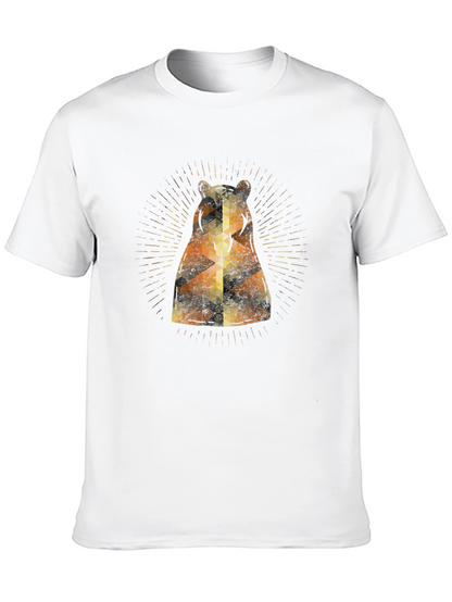 Geometric Bear Graphic Tee - Modern Style