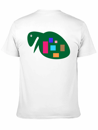 Abstract Turtle Graphic Tee - Black Cotton Casual