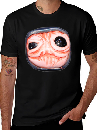 Strange Creature Face Graphic Black T-Shirt