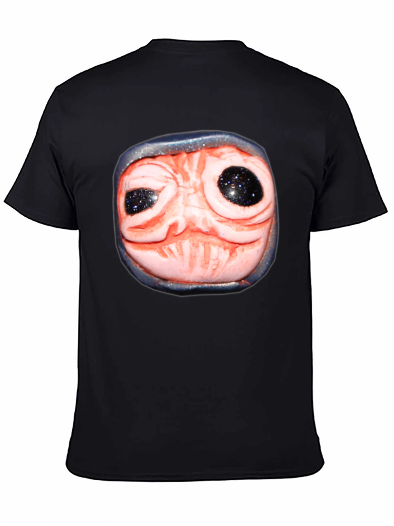 Strange Creature Face Graphic Black T-Shirt