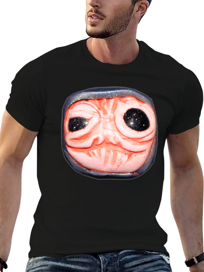 Strange Creature Face Graphic Black T-Shirt