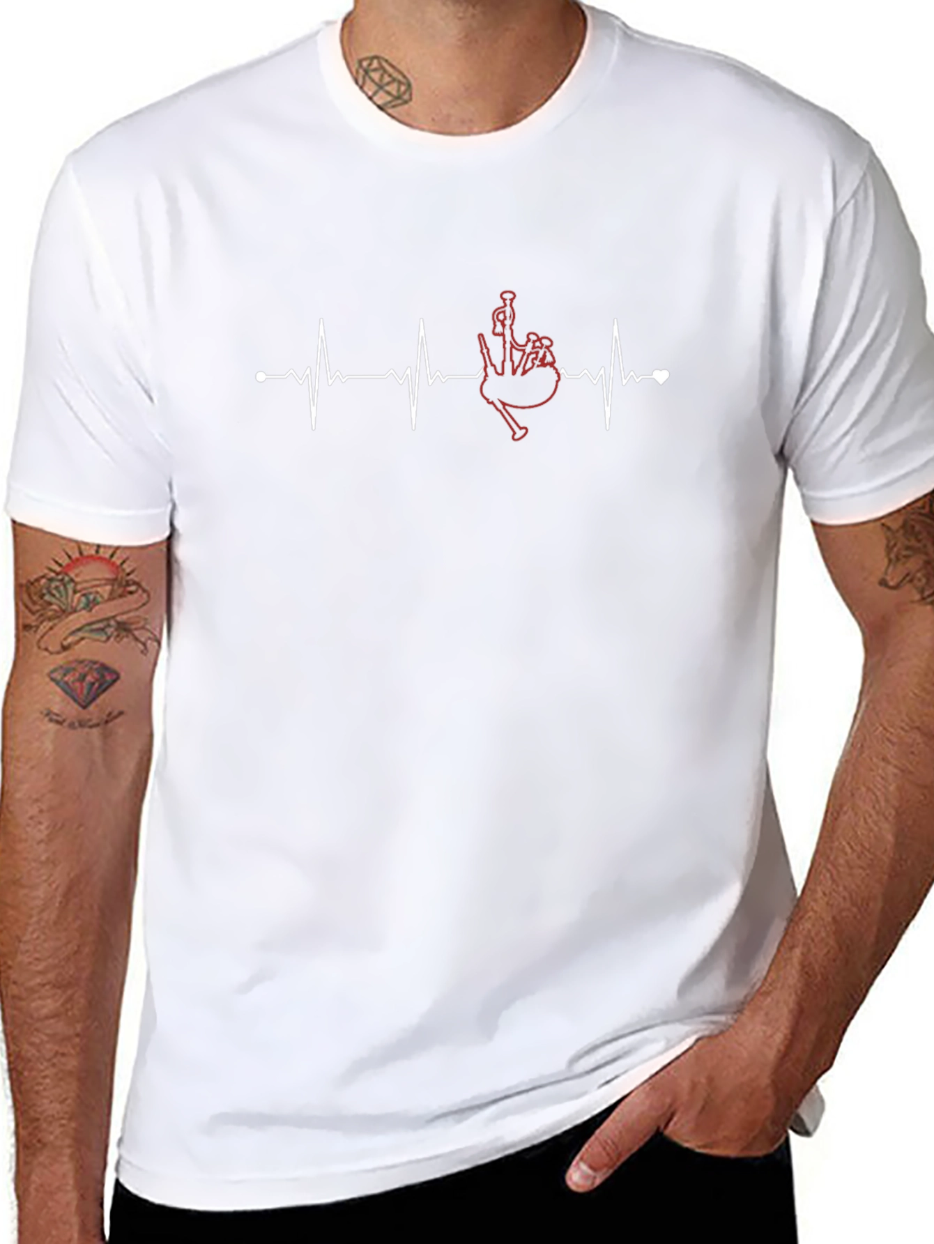 Bagpipe Heartbeat T-Shirt - Music Lover Tee