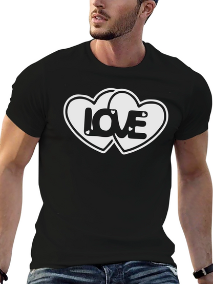Love Hearts Graphic Black T-Shirt