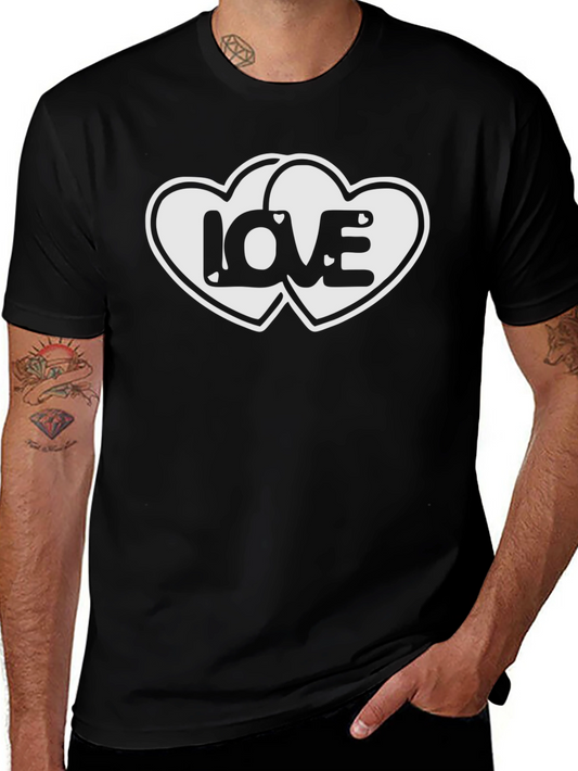 Love Hearts Graphic Black T-Shirt