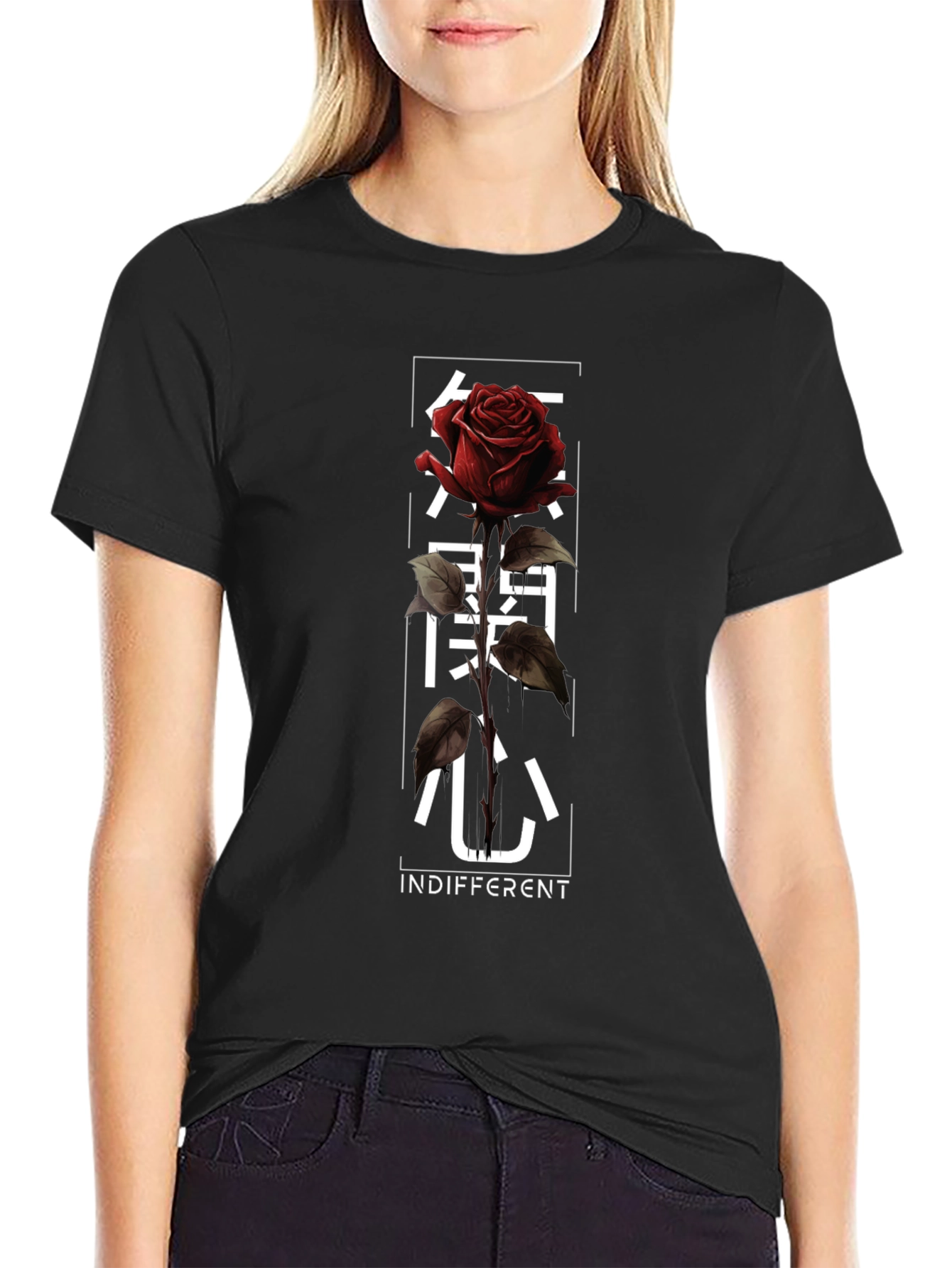 Indifferent Rose Graphic Tee - Black