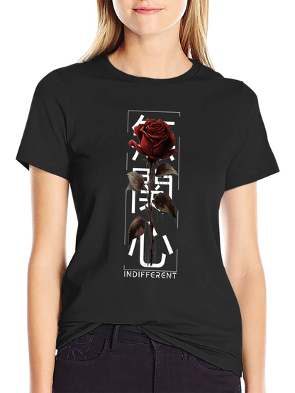 Indifferent Rose Graphic Tee - Black