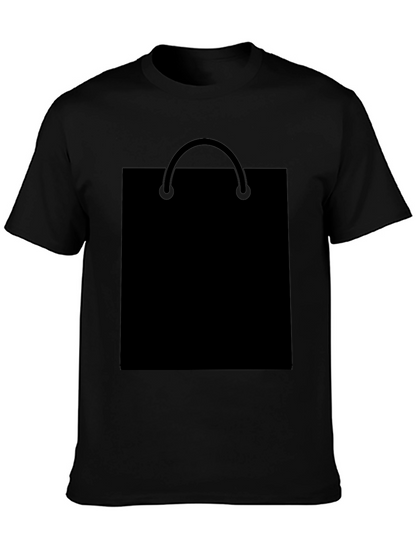 Black T-Shirt with Shopping Bag Graphic