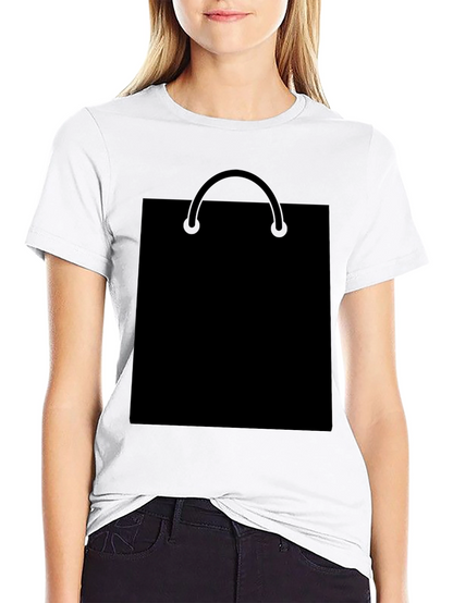 Black T-Shirt with Shopping Bag Graphic