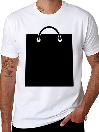 Black T-Shirt with Shopping Bag Graphic
